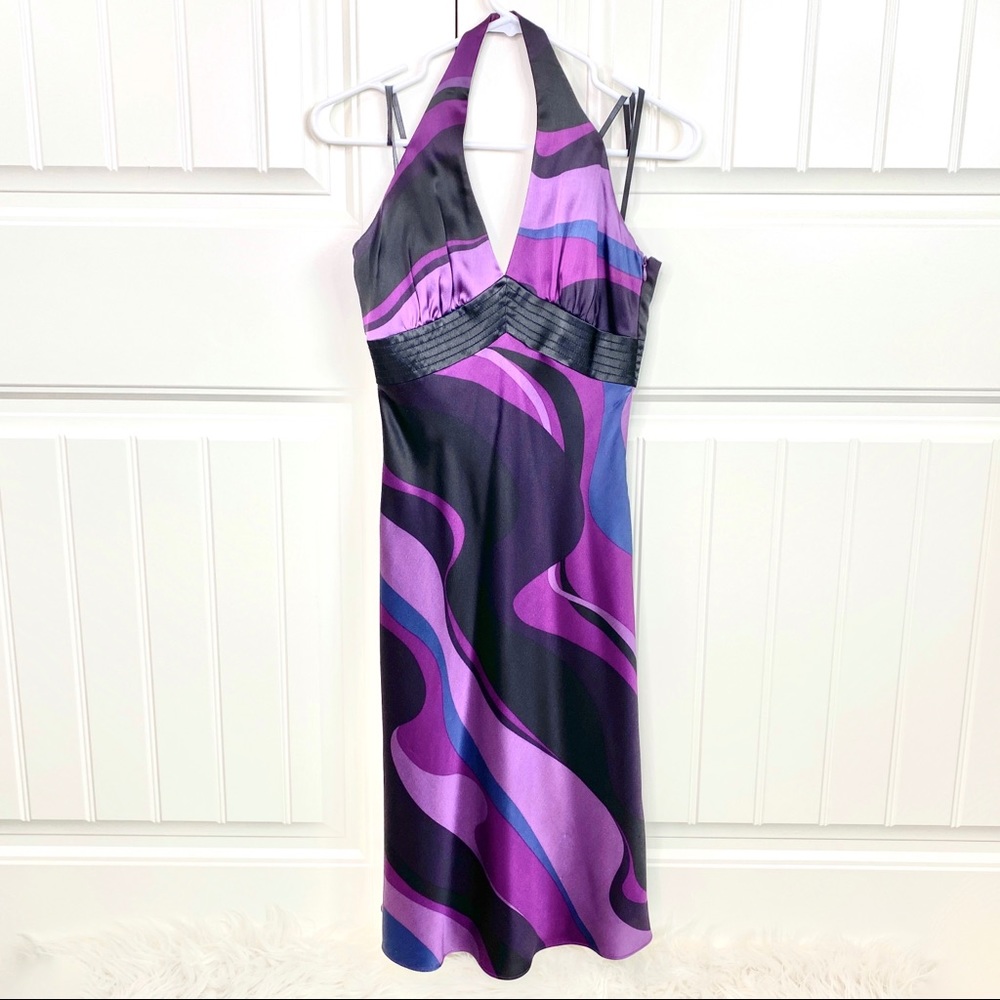 Laundry by Shelli Segal Swirl Halter Midi Dress 2 - Picture 1 of 5